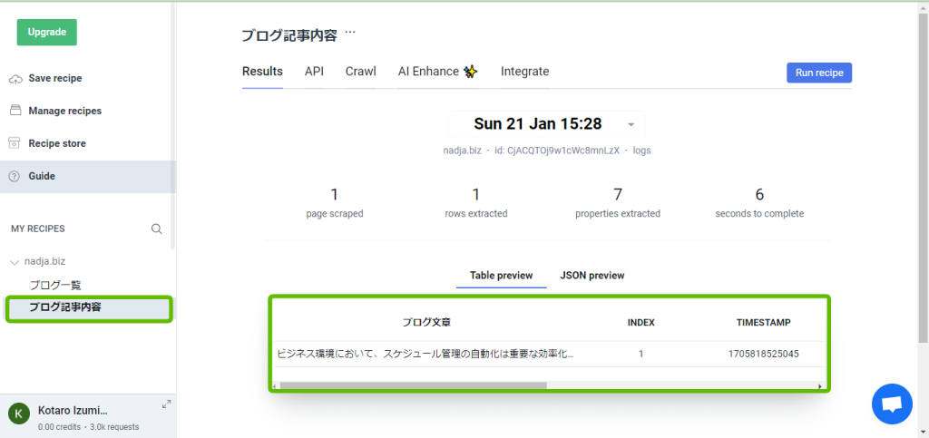 レシピ２つ目でレシピ１で取得したURLを基に記事内容を取得する
